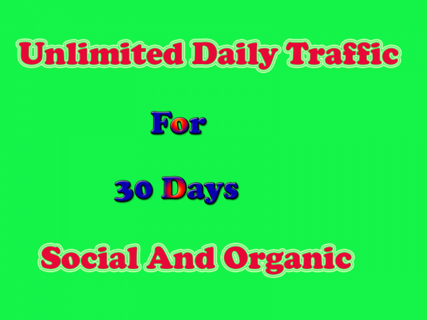 Targeted social web traffic for 30 days from main social websites.